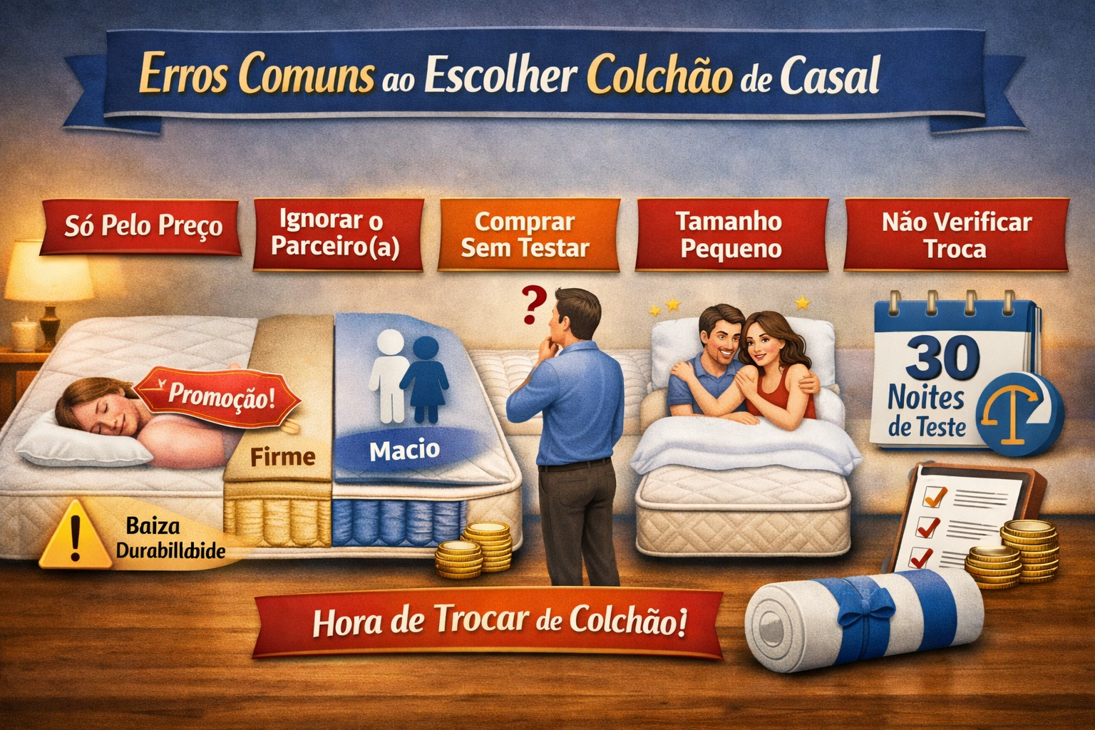 Erros comuns ao escolher um colchão de casal Erros comuns ao escolher um colchão de casal