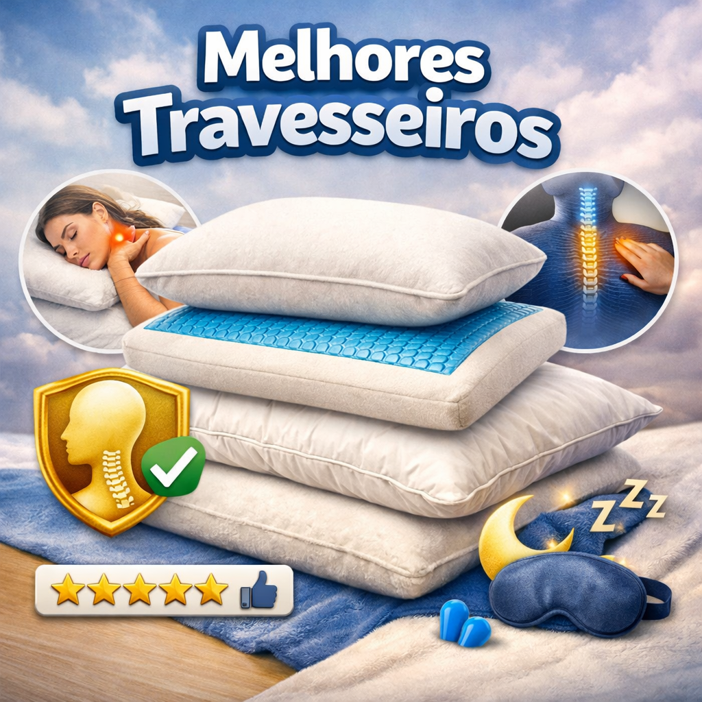 melhores traveseiros - Descubra quais são os melhores travesseiros para aliviar dores, melhorar o alinhamento da coluna e proporcionar mais conforto durante o sono.